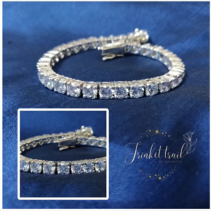 Elegant silver finish CZ tennis bracelet for women with sparkling diamond look stones