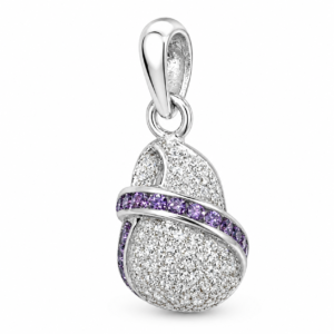 Elegant silver crystal drop pendant with purple stone detailing for women stylish fashion jewellery by Trinket Trails