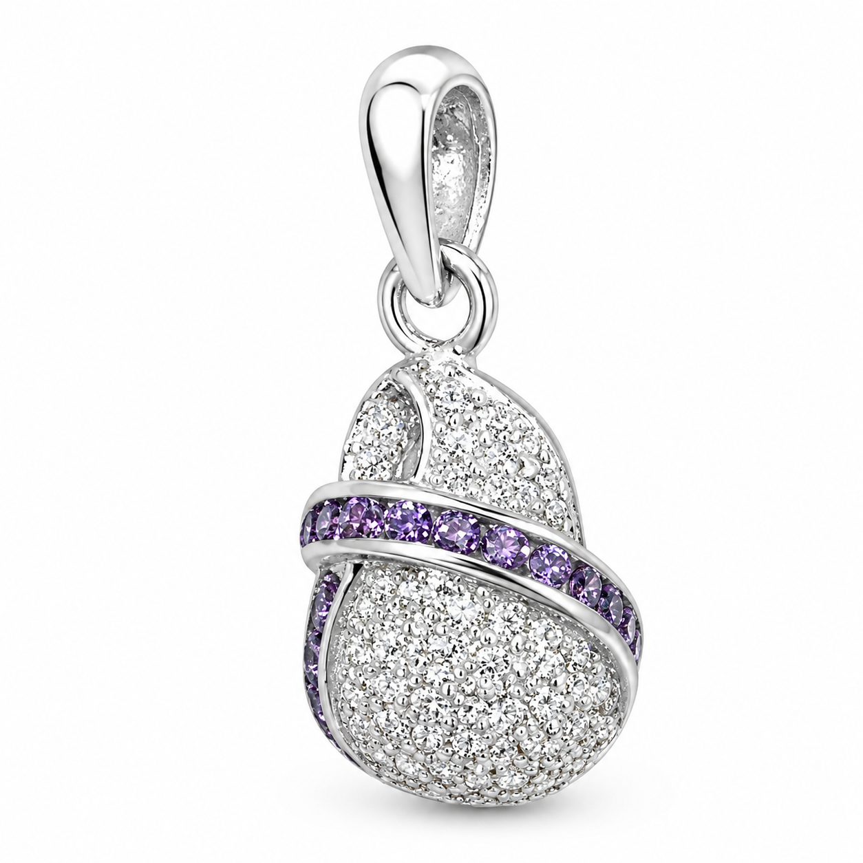 Elegant silver crystal drop pendant with purple stone detailing for women stylish fashion jewellery by Trinket Trails