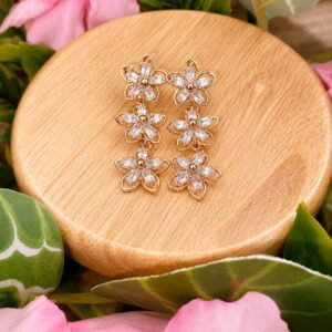 Trinket Trails 925 silver flower zircon earrings available in rose gold and golden polish