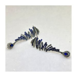 925 Silver Blue Stone CZ Earrings for Women