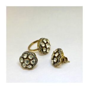 925 Silver Polki Floral Ring for Women